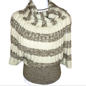 S & C Cowl Neck Sweater Brown / Tan Striped Size: S/Medium